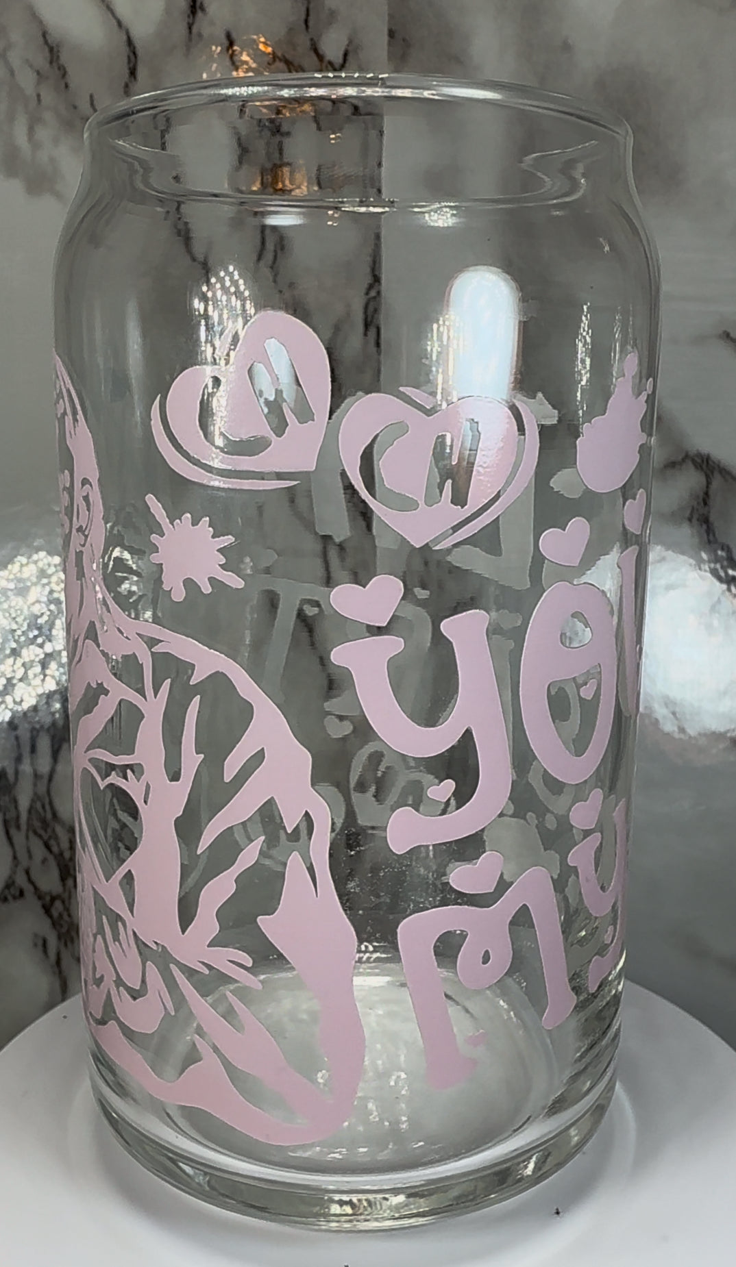 Valentine’s Day Friday the 13th Jason Voorhees color changing Red permanent vinyl on a libbey beer can glass.