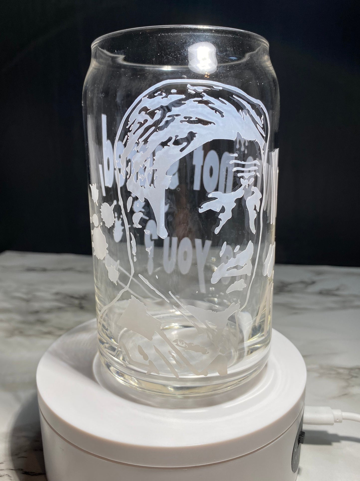 Deputy Dwight “Dewey” Riley from Scream cold color red changing permanent vinyl svg Libbey beer can glass