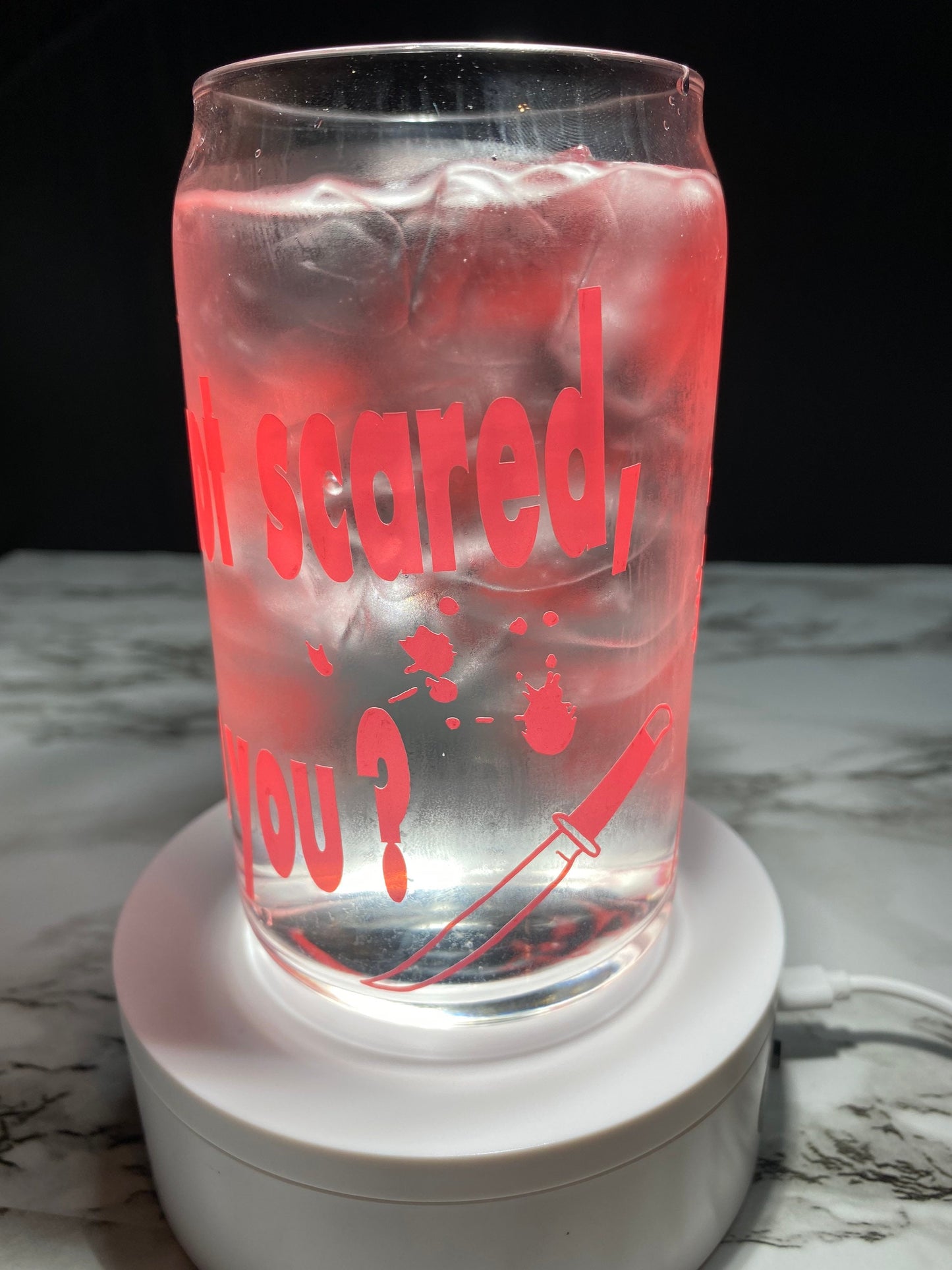 Deputy Dwight “Dewey” Riley from Scream cold color red changing permanent vinyl svg Libbey beer can glass