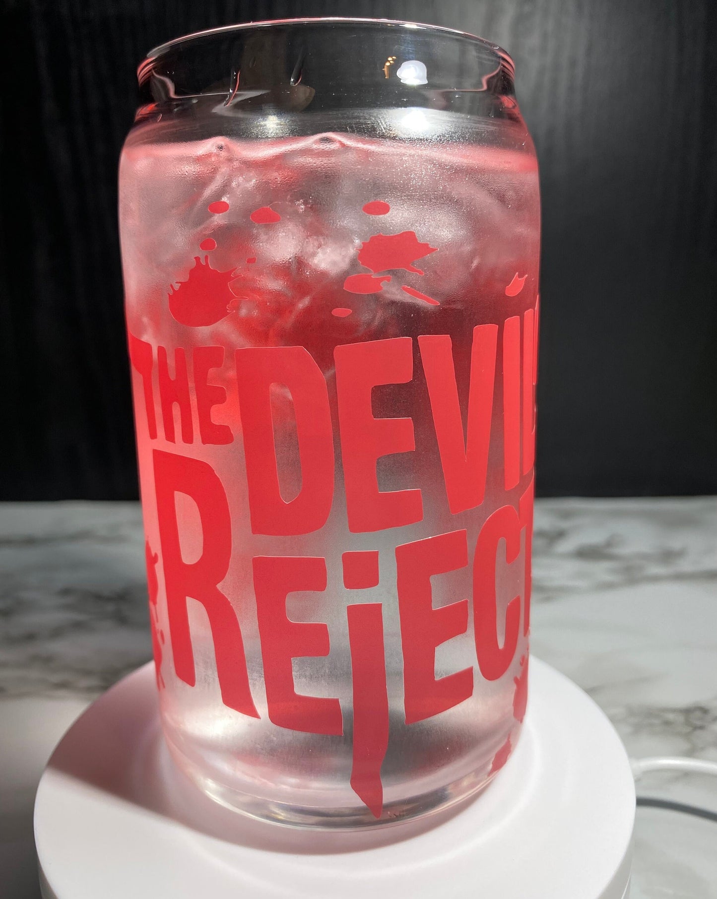 The Devil’s Rejects cold color red changing permanent vinyl svg Libbey beer can glass