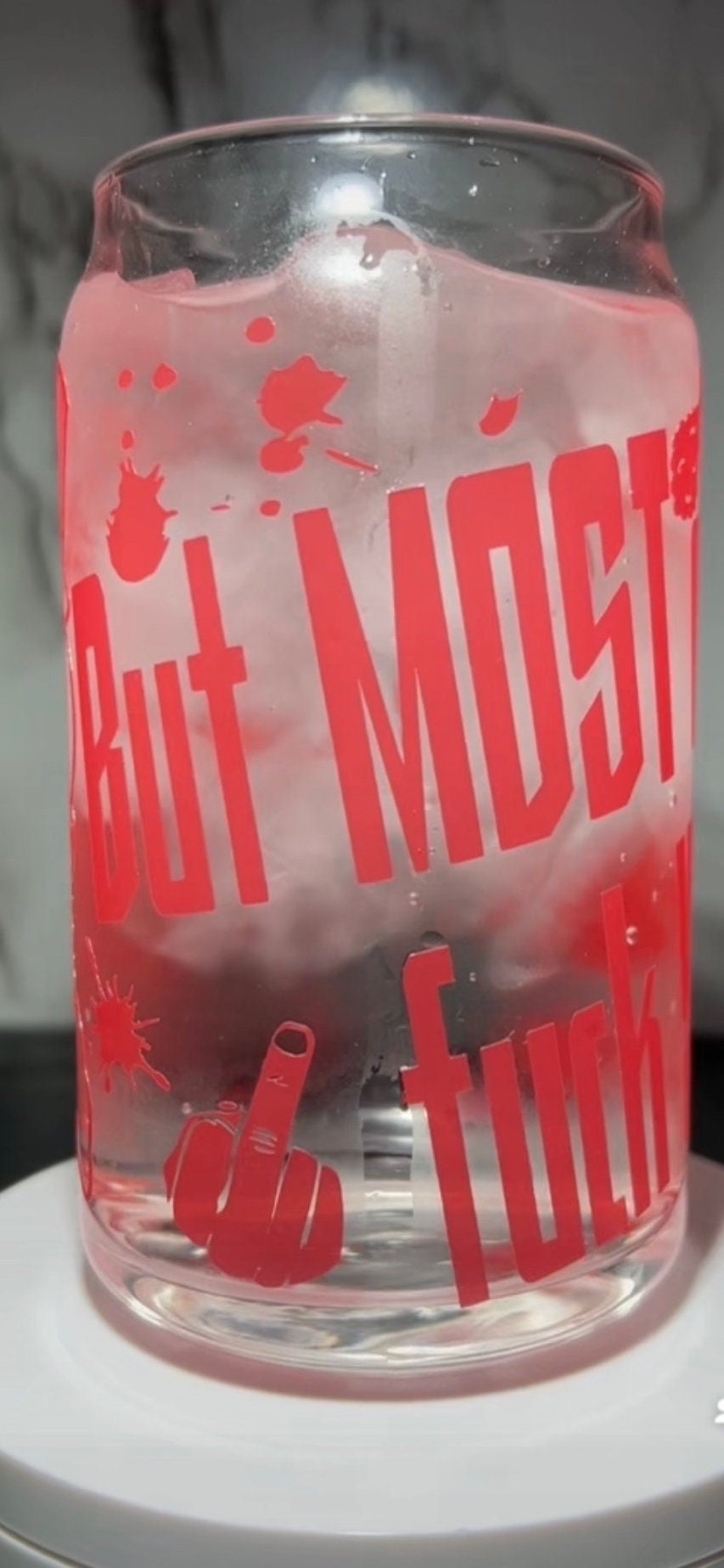 Captain Spaulding Rob Zombie House of 1000 Corpses color changing permanent vinyl on libbey beer can glass