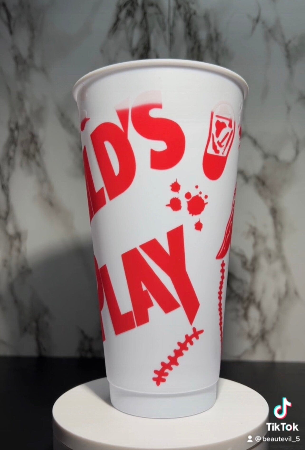 Chucky Walmart Starbucks Venti Style cold cup permanent color changing vinyl