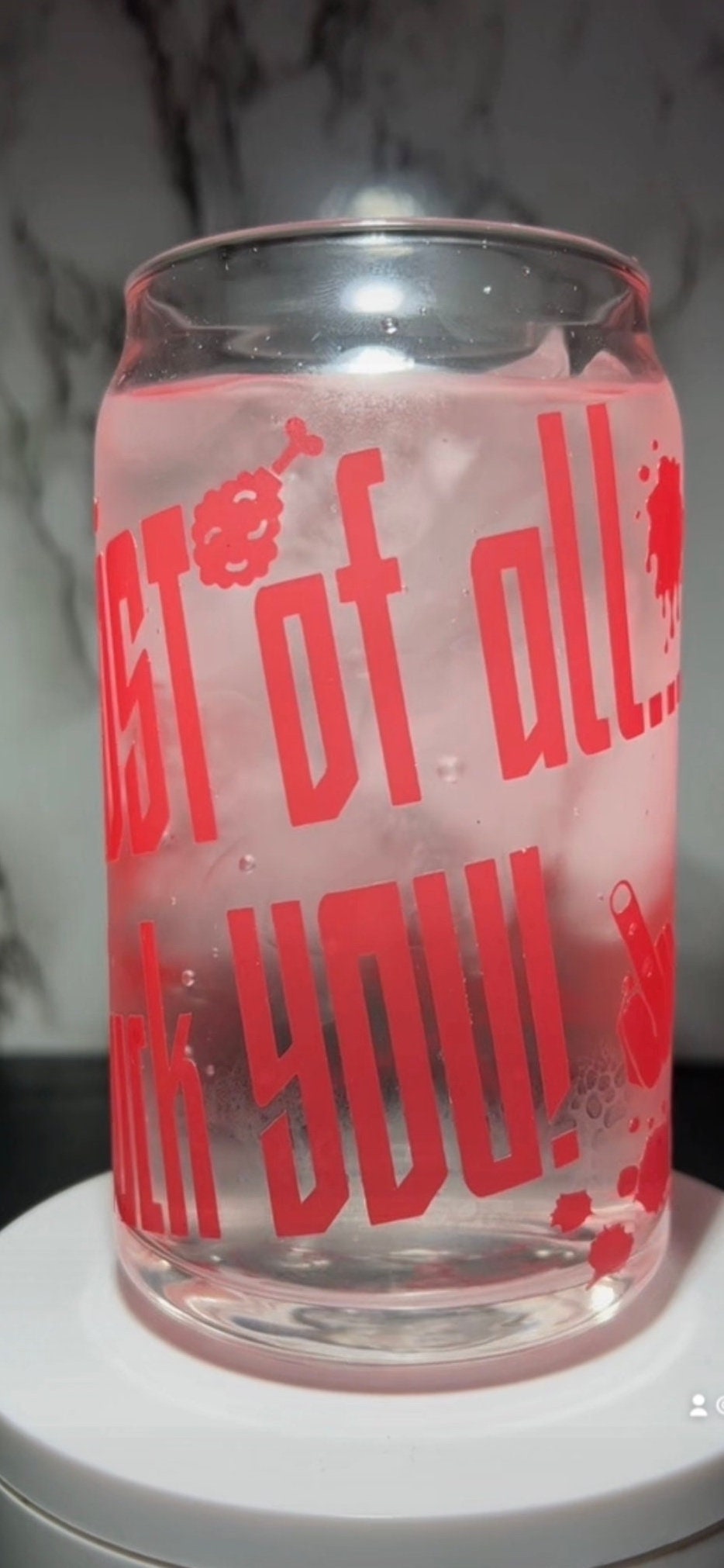 Captain Spaulding Rob Zombie House of 1000 Corpses color changing permanent vinyl on libbey beer can glass
