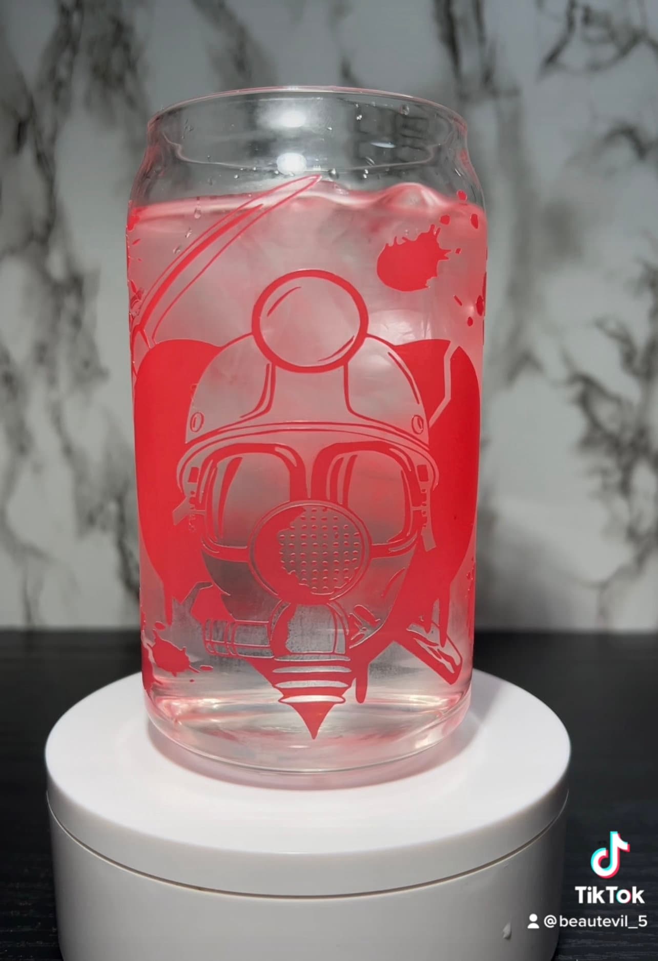 My Bloody Valentine color changing permanent vinyl on a libbey beer can glass