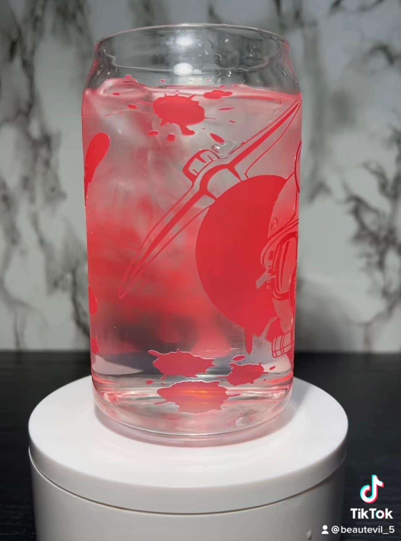 My Bloody Valentine color changing permanent vinyl on a libbey beer can glass