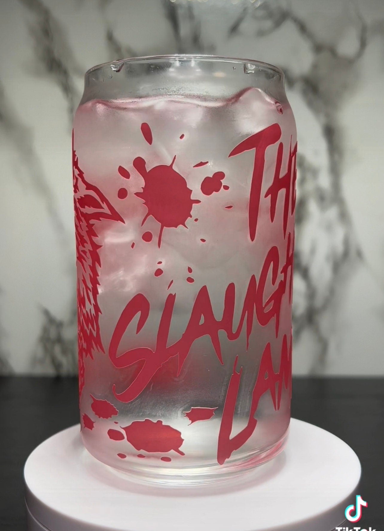 The Slaughtered Lamb American Werewolf in London color changing red permanent vinyl on a libbey beer can glass
