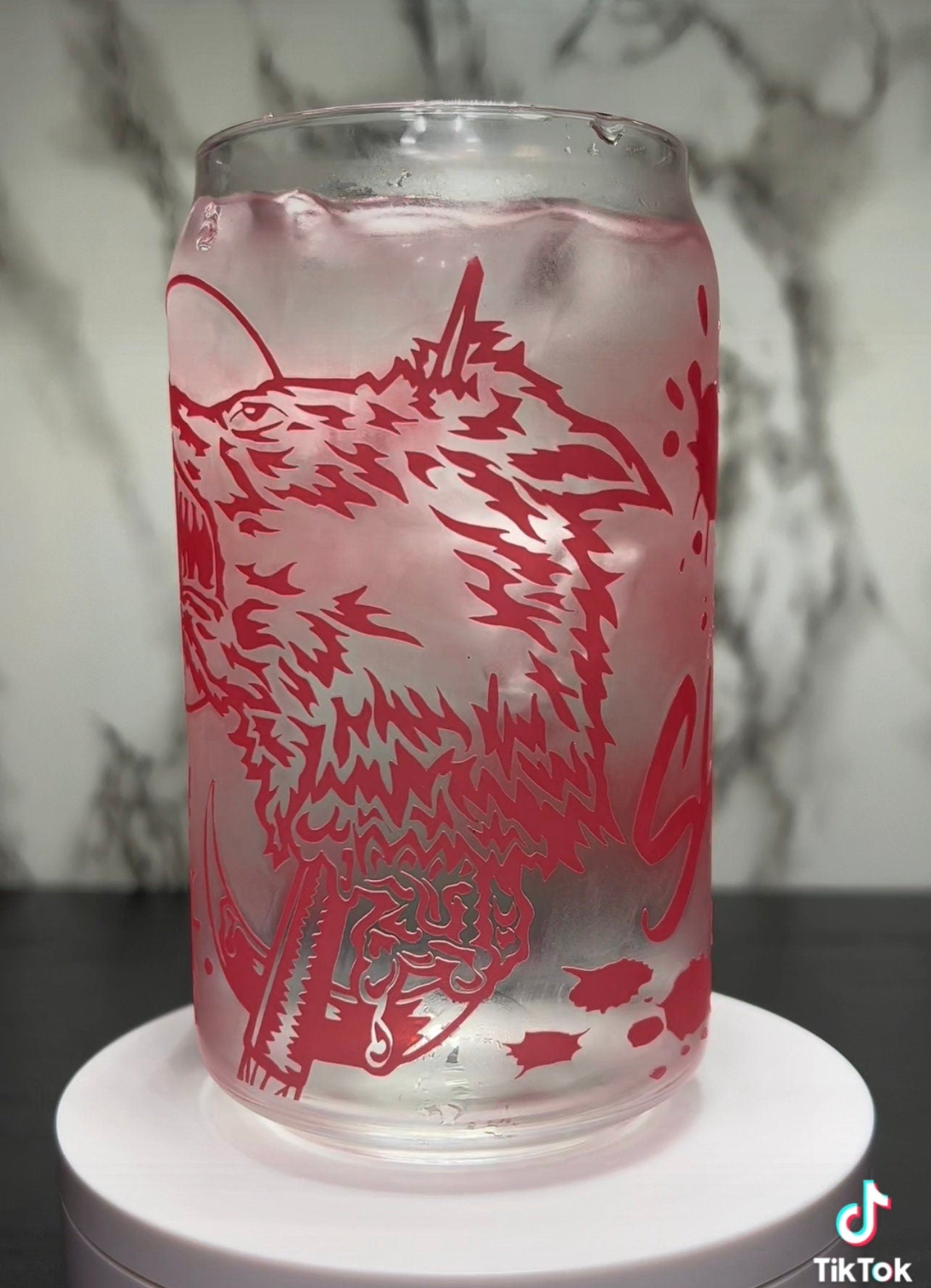 The Slaughtered Lamb American Werewolf in London color changing red permanent vinyl on a libbey beer can glass