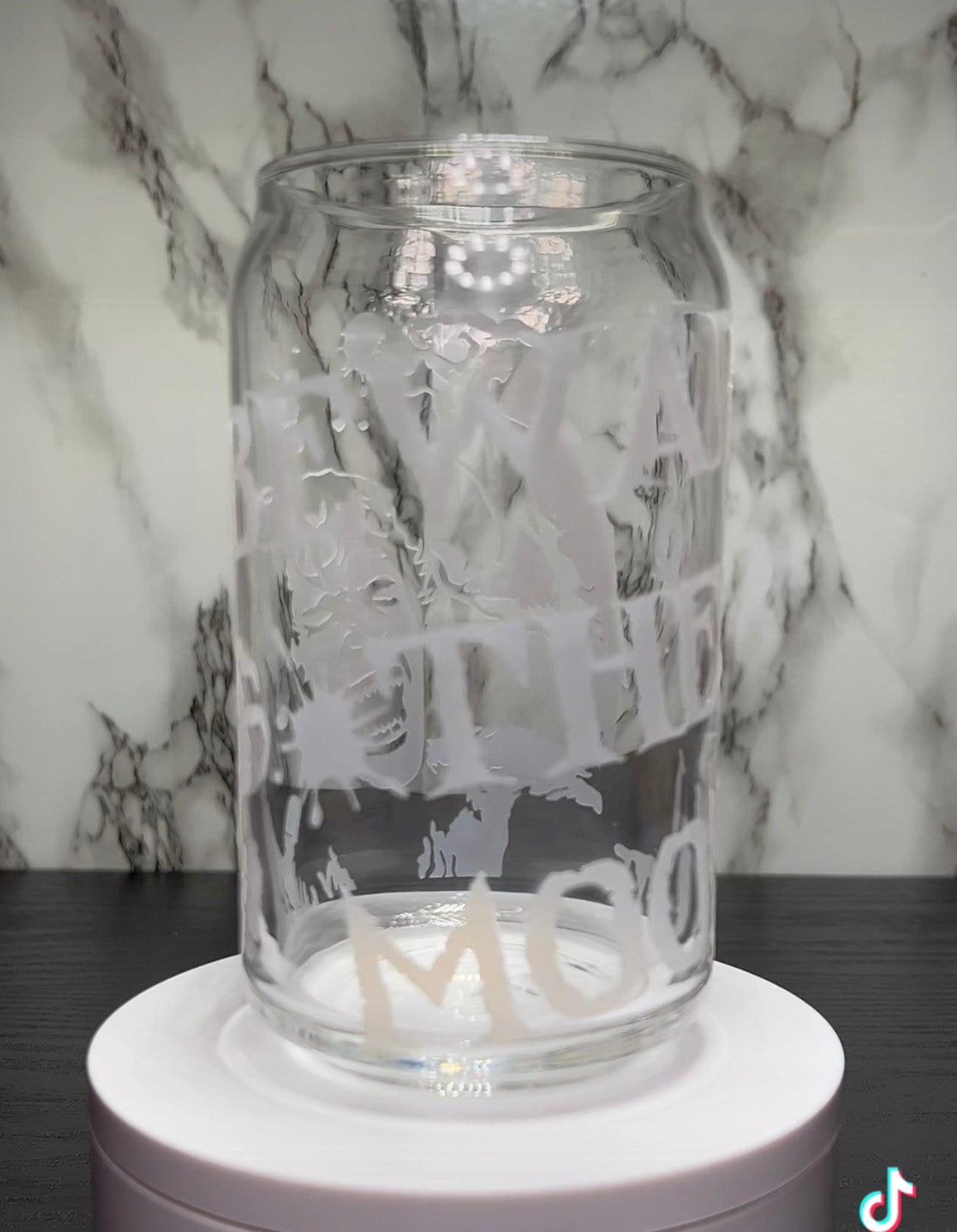 Beware the Moon American Werewolf in London color changing red permanent vinyl on a libbey beer can glass