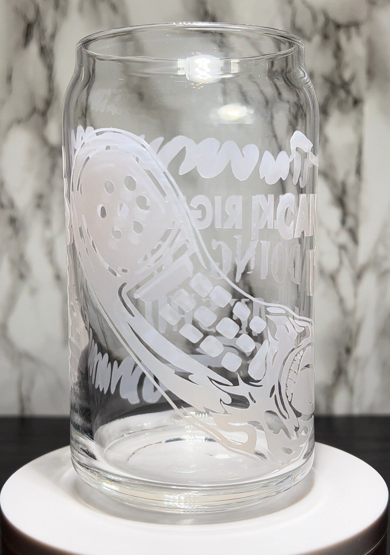 Can’t talk right now, doing horror movie shit Freddy Krueger phone color changing permanent vinyl on libbey beer can glass