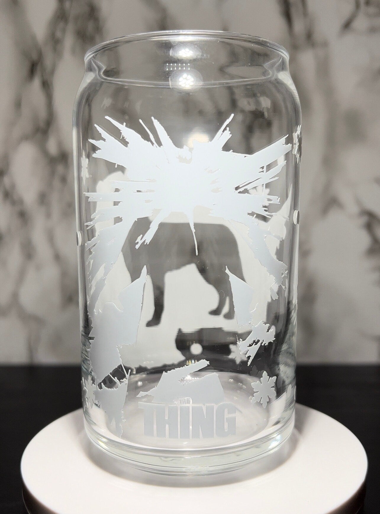 The Thing Horror Movie cold color blue changing permanent vinyl svg Libbey beer can glass