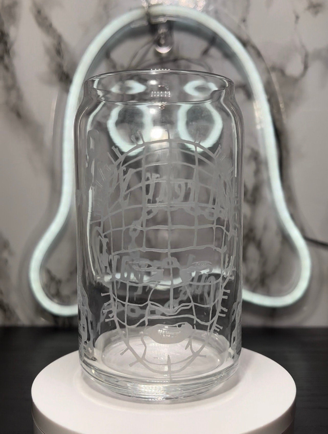 Pinhead from Hellraiser Color Blue changing permanent vinyl libbey beer can glass