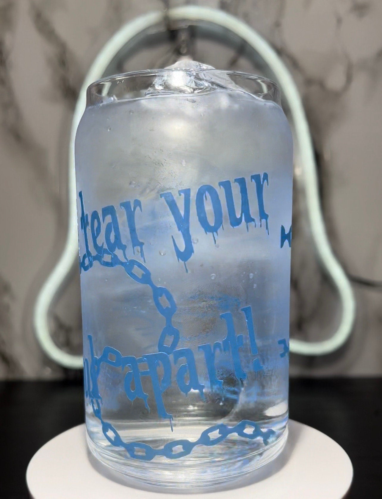 Pinhead from Hellraiser Color Blue changing permanent vinyl libbey beer can glass