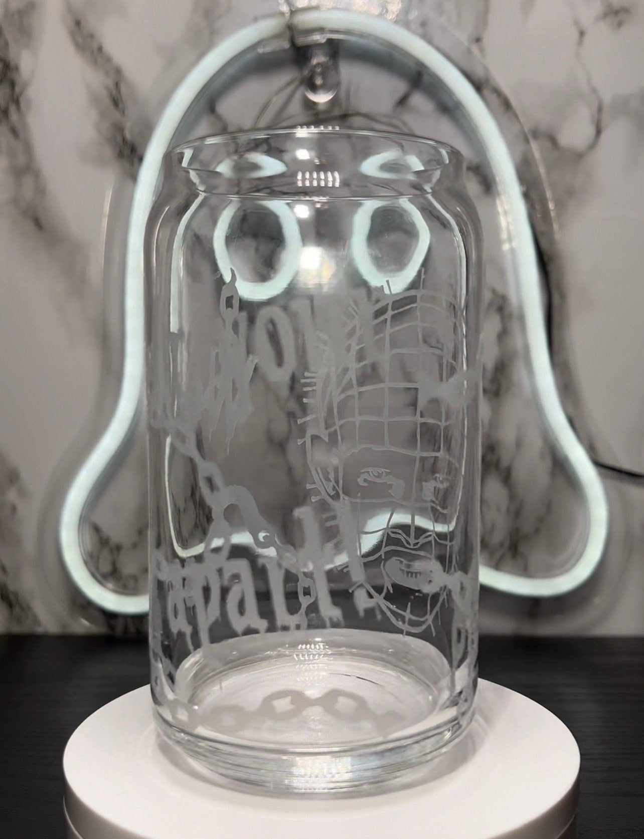 Pinhead from Hellraiser Color Blue changing permanent vinyl libbey beer can glass