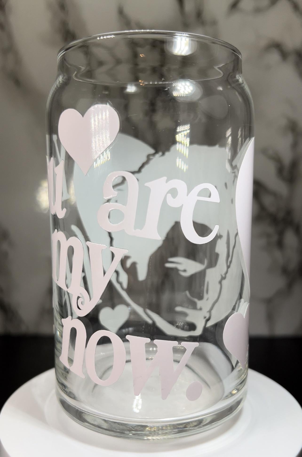 Twilight Edward Cullin color changing permanent vinyl on a beer can libbey glass.