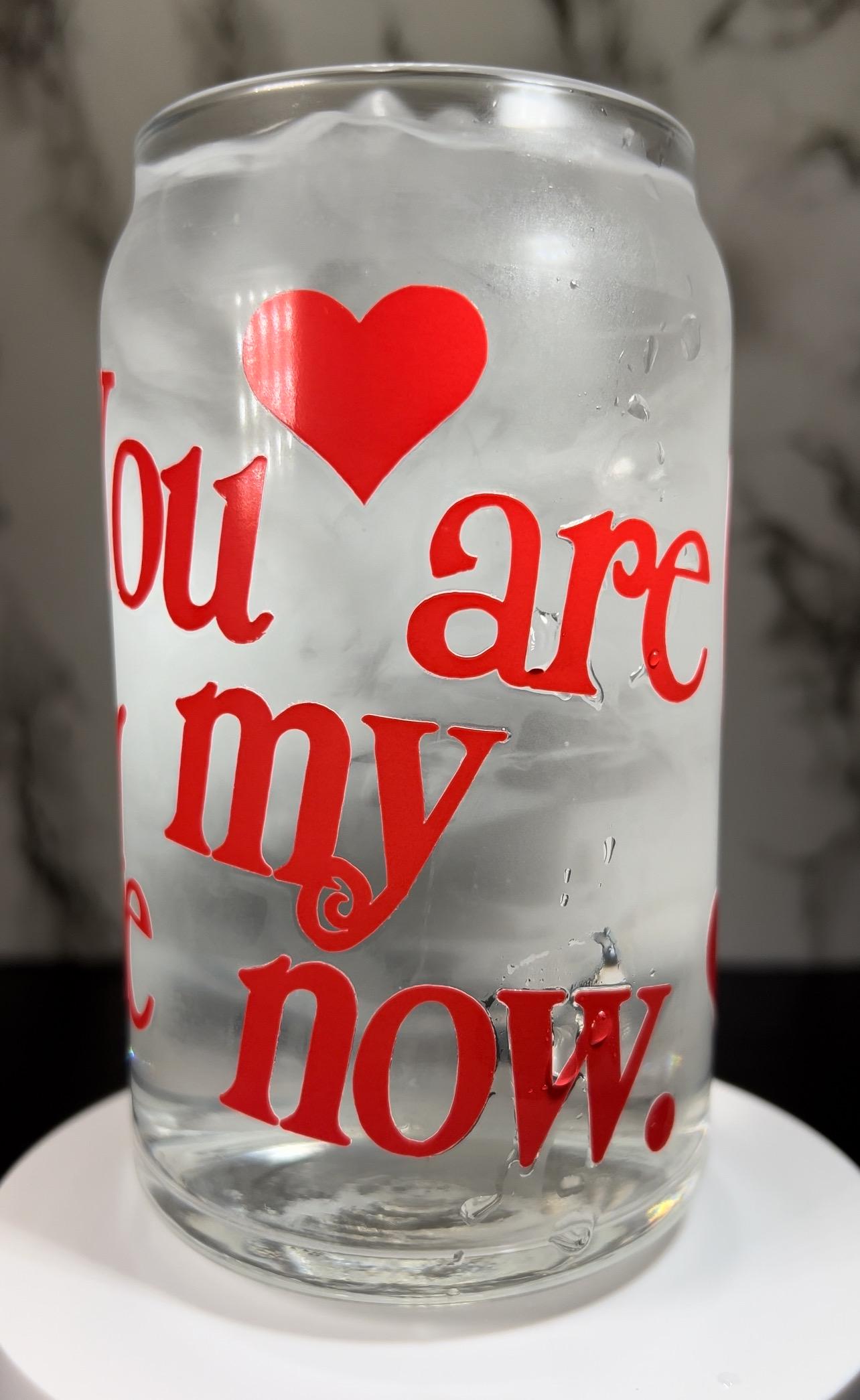 Twilight Edward Cullin color changing permanent vinyl on a beer can libbey glass.