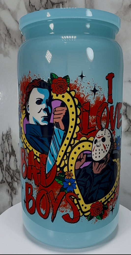 Bad Boys UVDTF on a PLASTIC blue beer can cup
