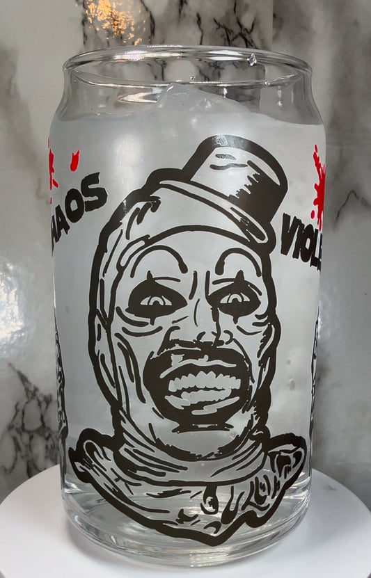 Art Clown permanent color changing vinyl on a libbey beer can glass