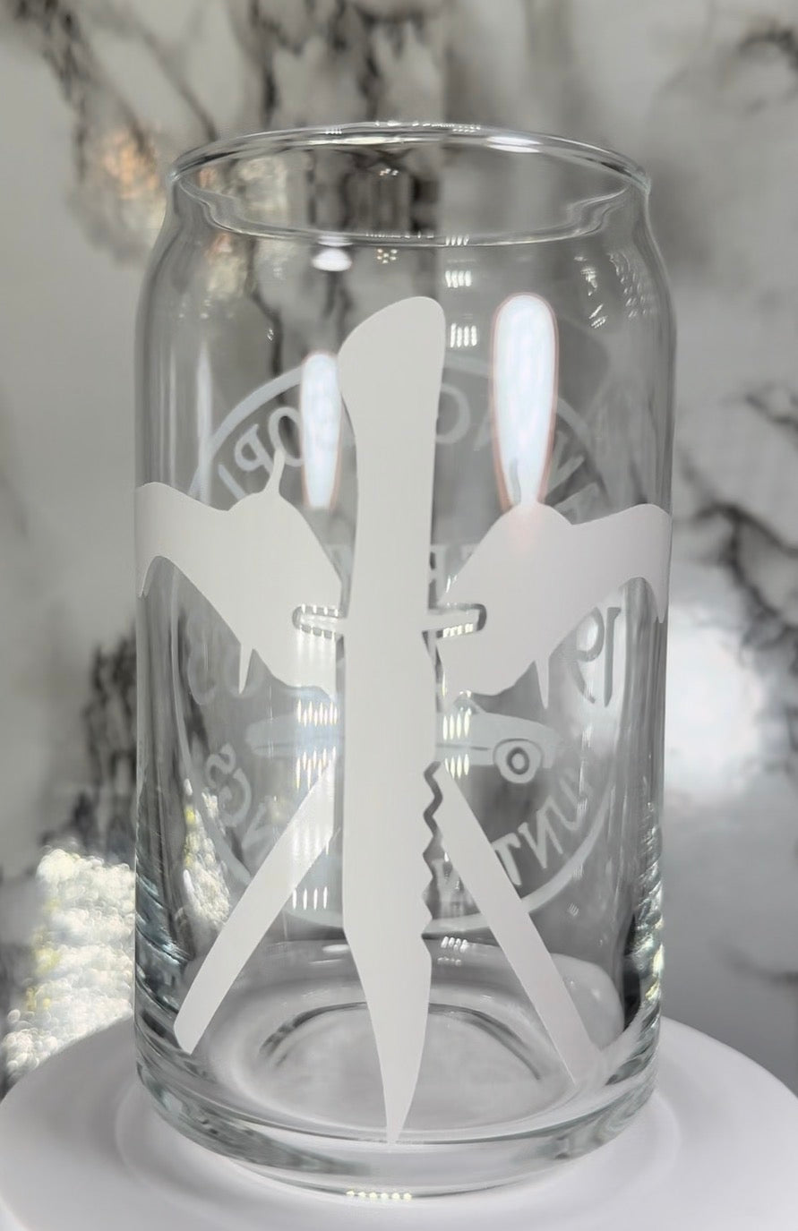 The Family Business - Supernatural color changing permanent vinyl on a libbey beer can glass