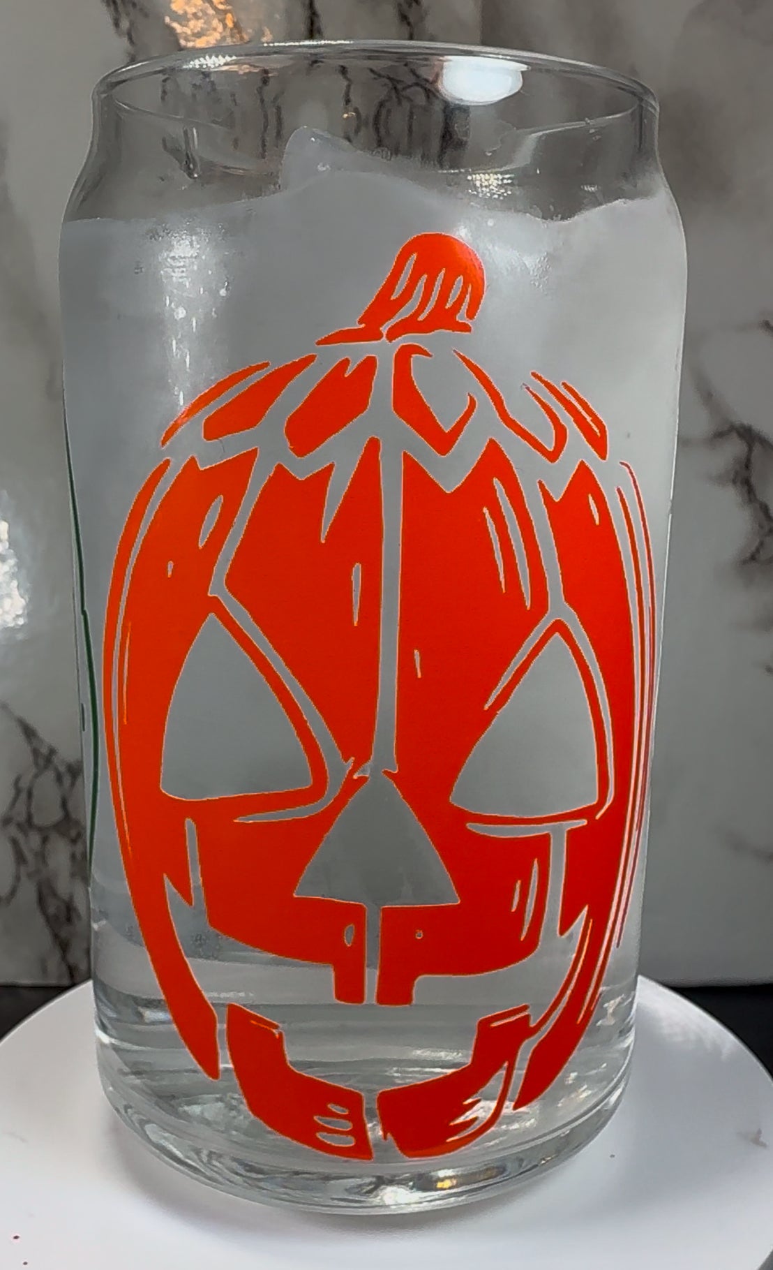 Halloween 3 Season of the Witch H3 color changing permanent vinyl on a libbey beer can glass.