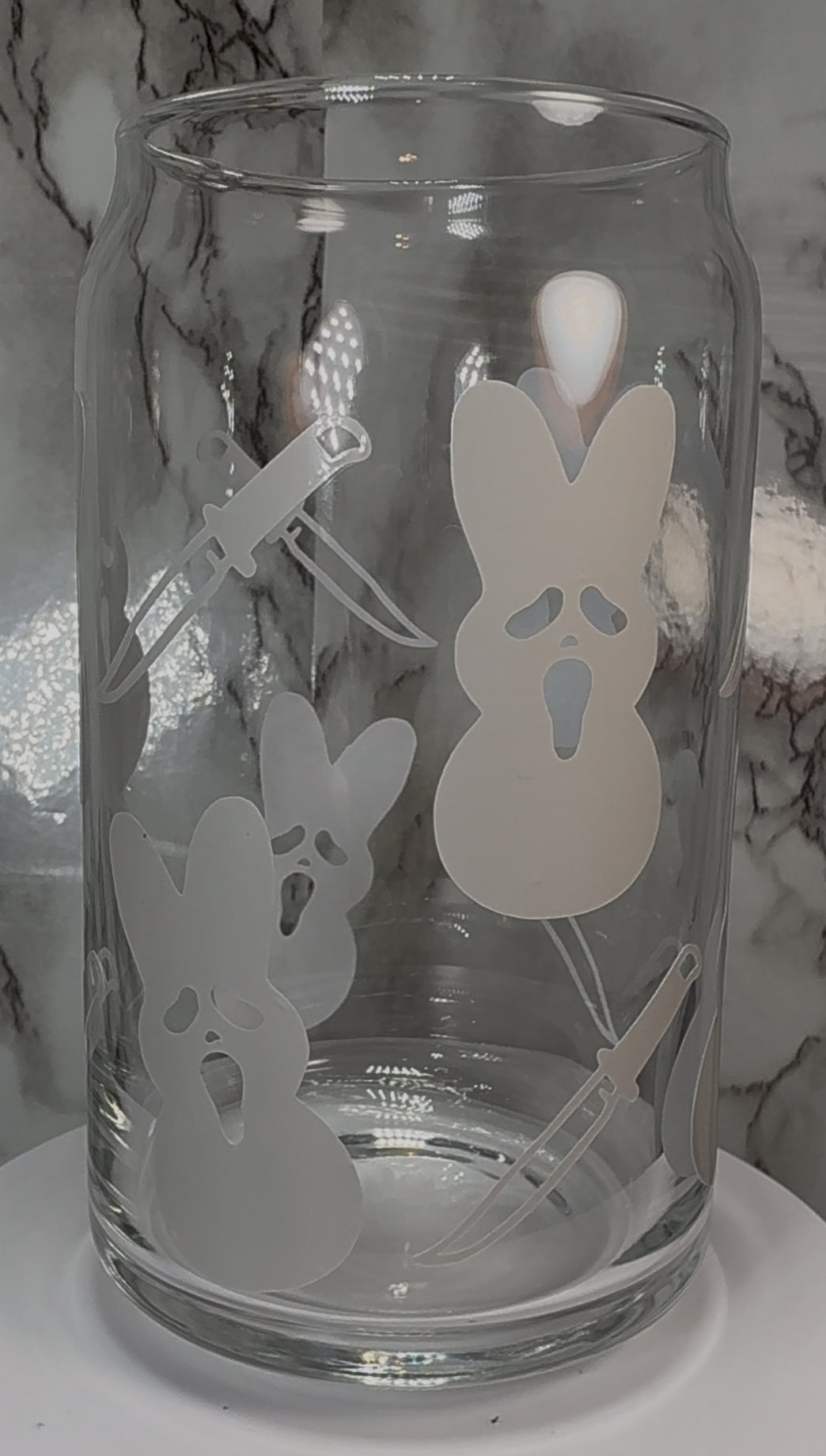Scream Peeps Black permanent vinyl on a libbey beer can glass