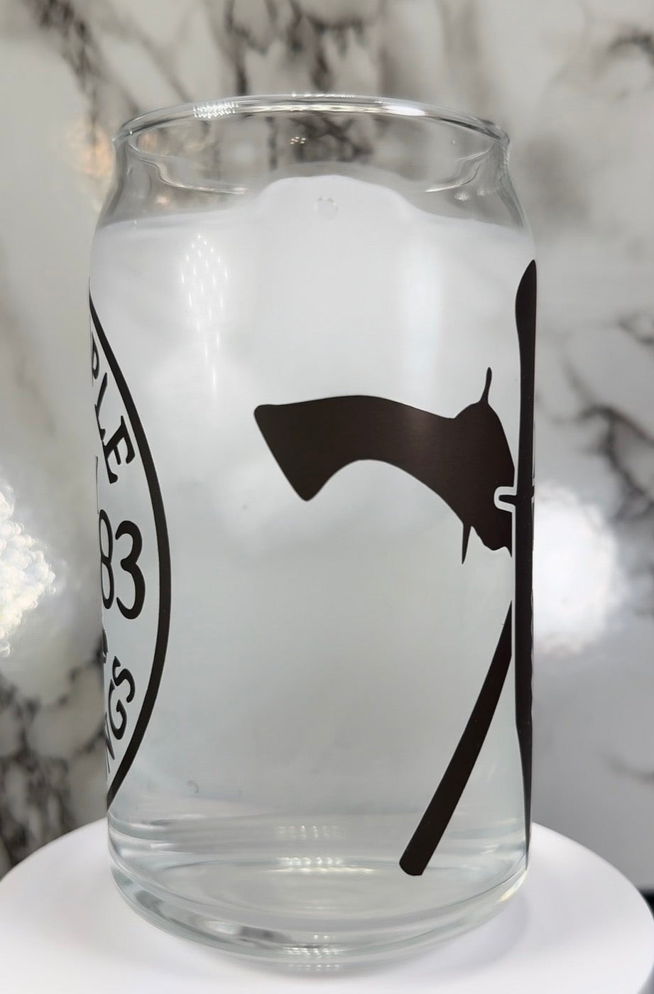 The Family Business - Supernatural color changing permanent vinyl on a libbey beer can glass