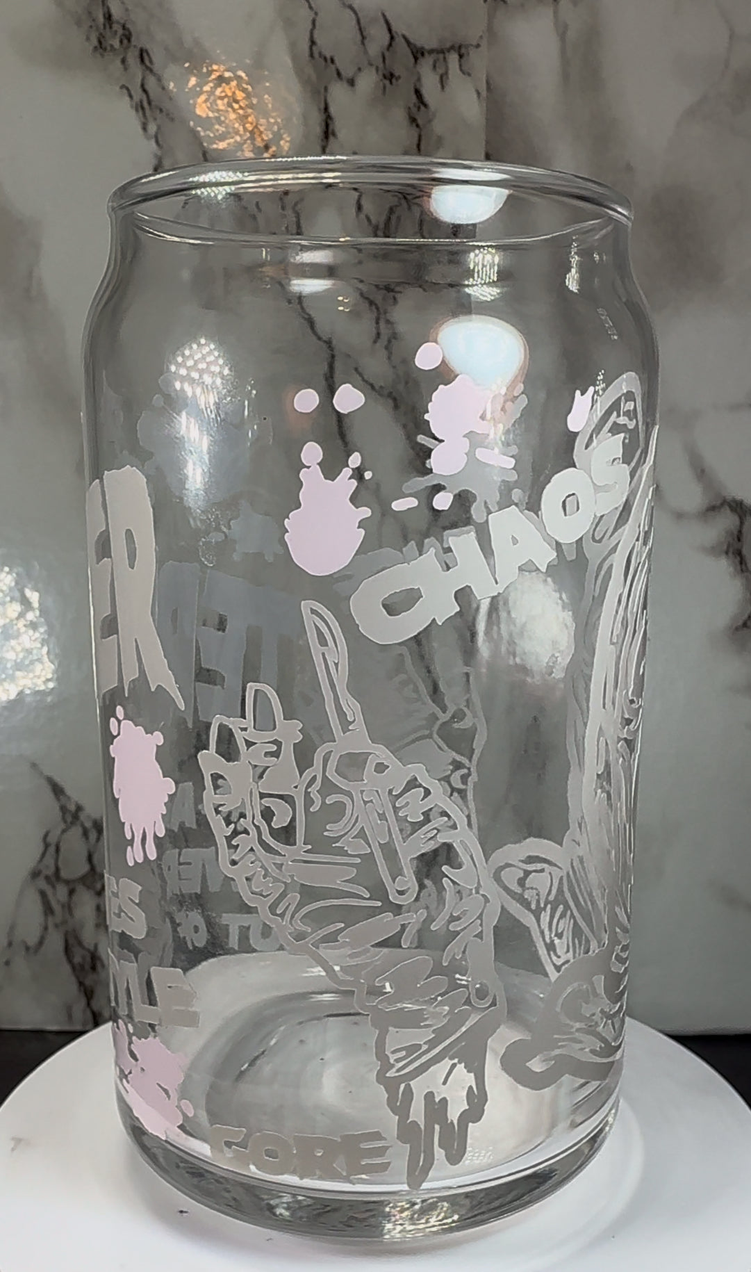 Art Clown permanent color changing vinyl on a libbey beer can glass