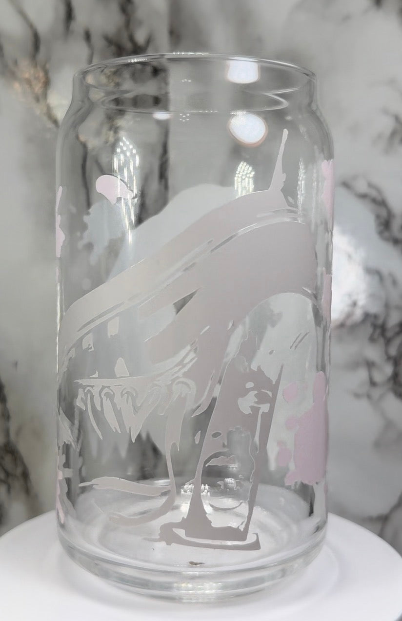 Sleepaway Camp color changing black and red permanent vinyl on a libbey beer can glass