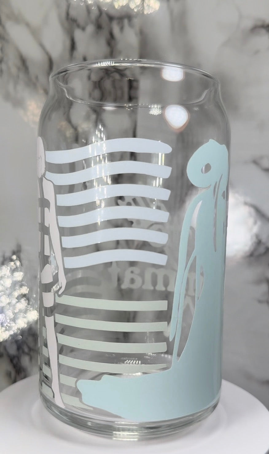 Fifth Element multi color changing permanent vinyl on a libbey beer can glass