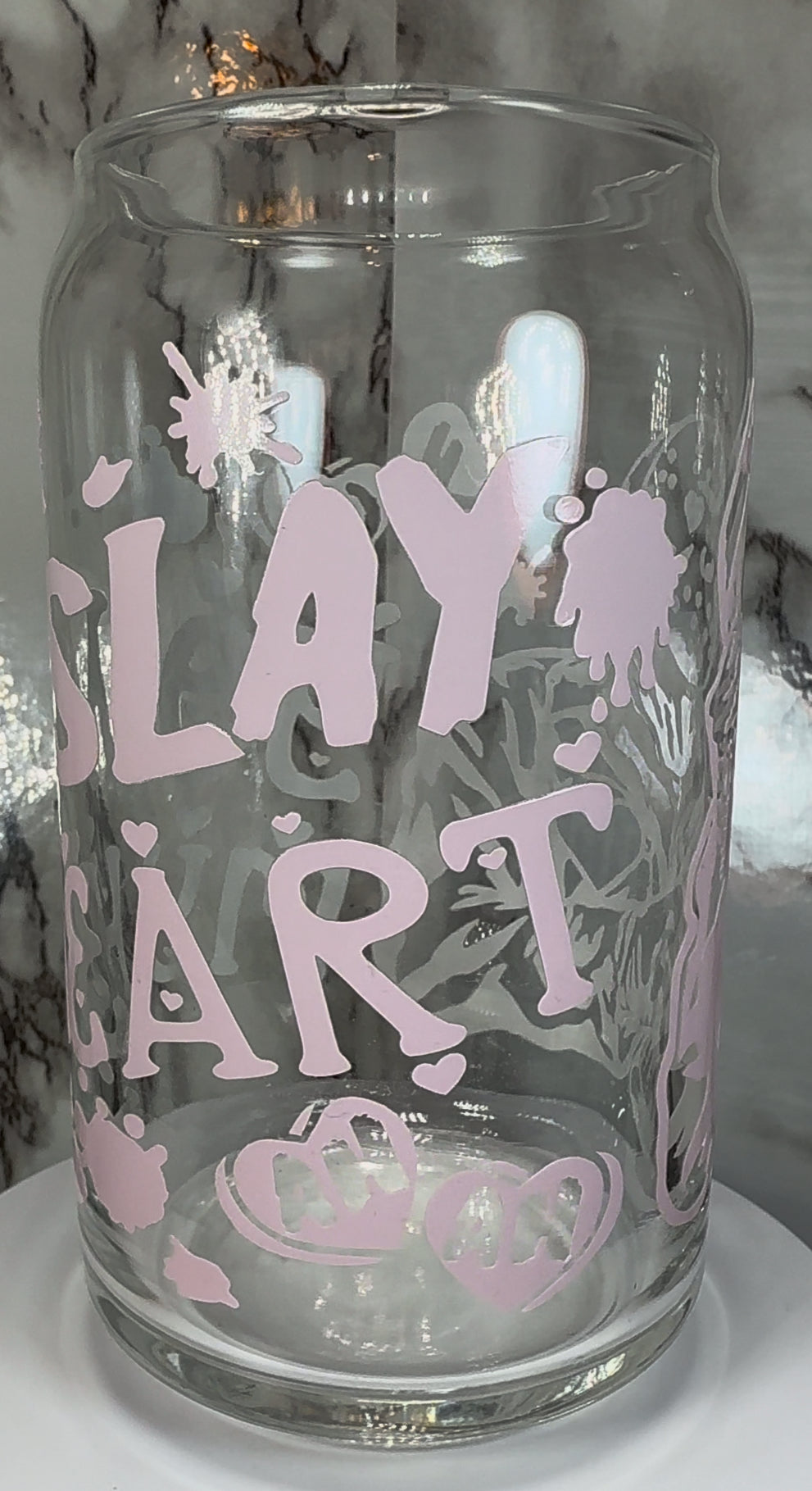 Valentine’s Day Friday the 13th Jason Voorhees color changing Red permanent vinyl on a libbey beer can glass.