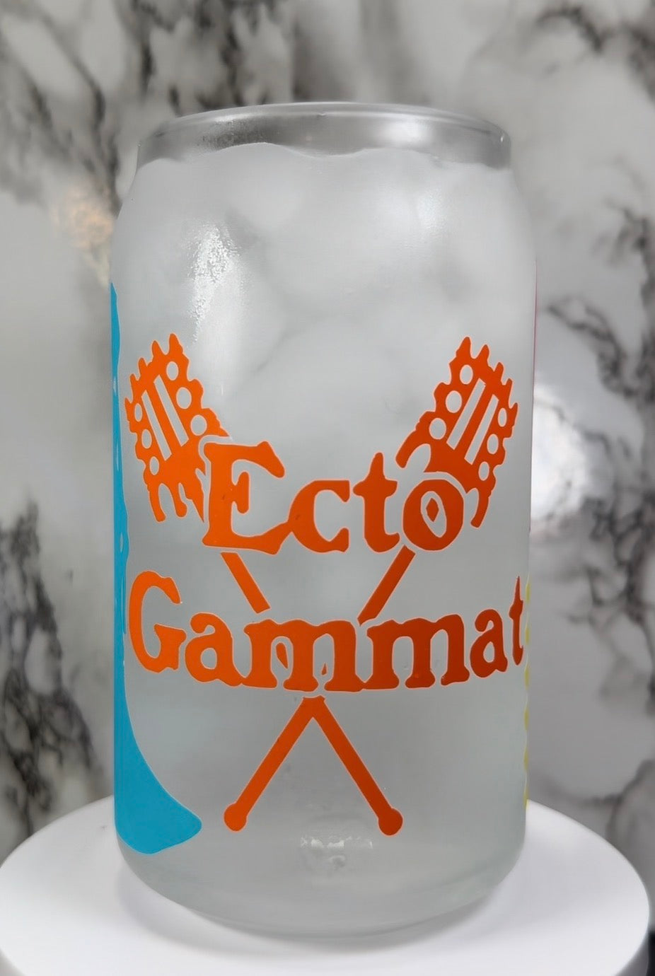 Fifth Element multi color changing permanent vinyl on a libbey beer can glass