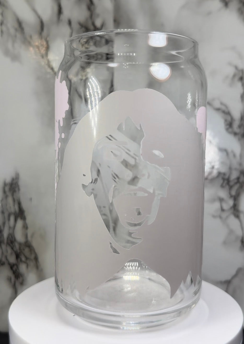 Sleepaway Camp color changing black and red permanent vinyl on a libbey beer can glass