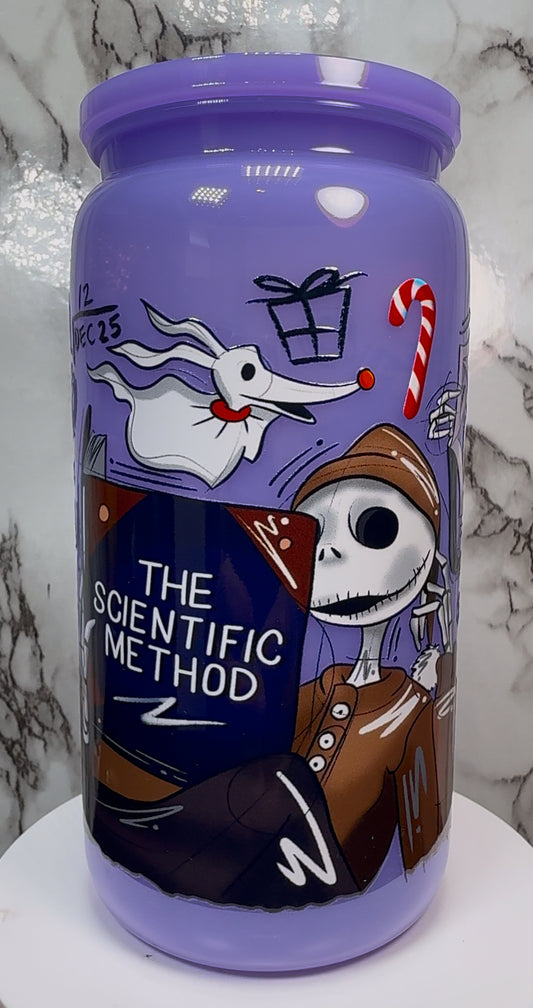Scientific Method Nightmare Before Christmas UVDTF on a plastic purple beer can cup