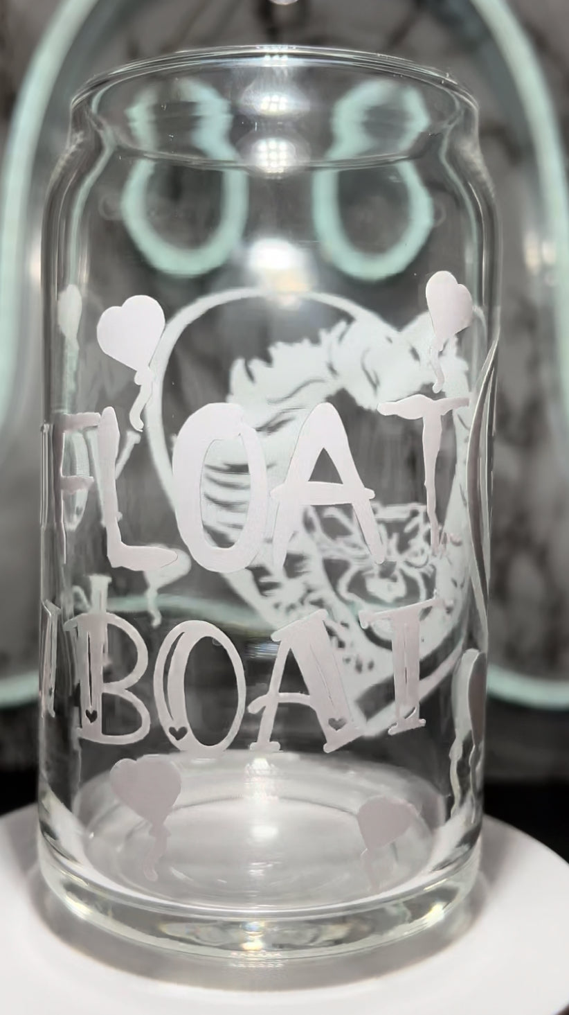 Pennywise Valentine’s Day color changing permanent vinyl on a libbey beer can glass