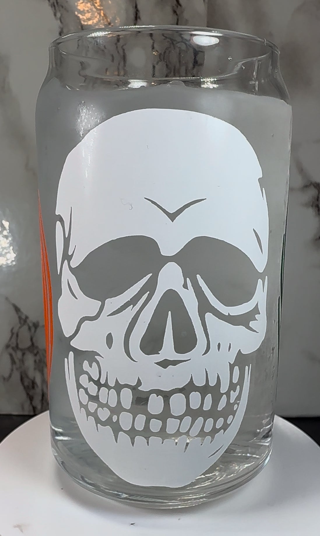 Halloween 3 Season of the Witch H3 color changing permanent vinyl on a libbey beer can glass.
