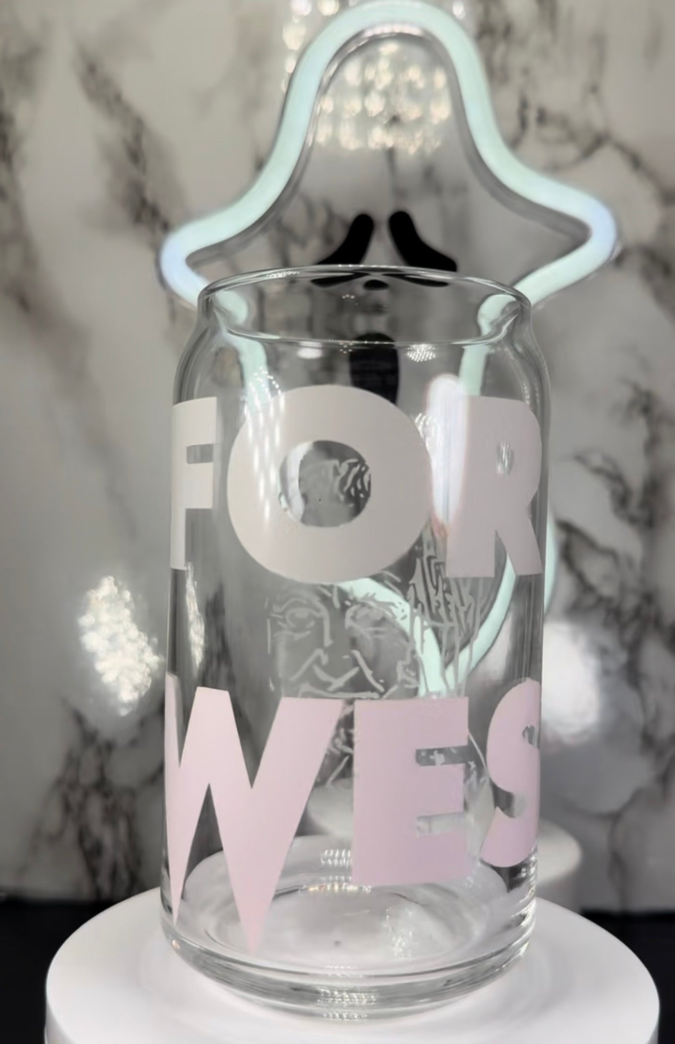 #For Wes color changing red and black permanent vinyl on a libbey beer can glass