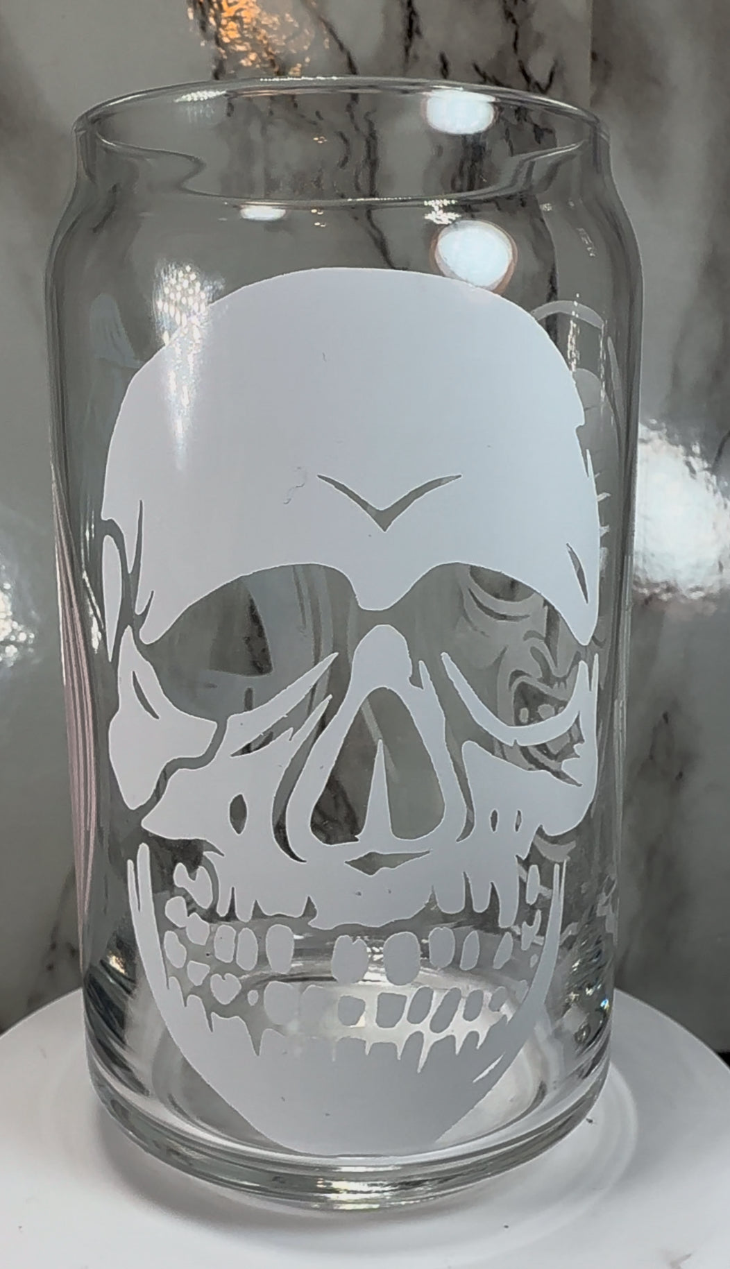 Halloween 3 Season of the Witch H3 color changing permanent vinyl on a libbey beer can glass.