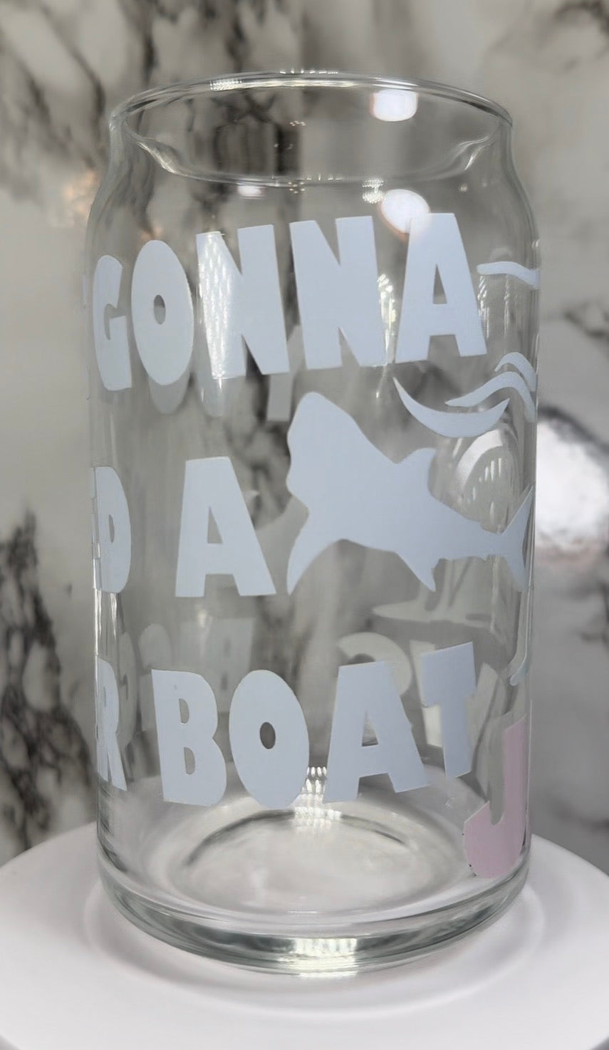 Jaws color changing blue and red color changing permanent vinyl on a libbey beer can glass