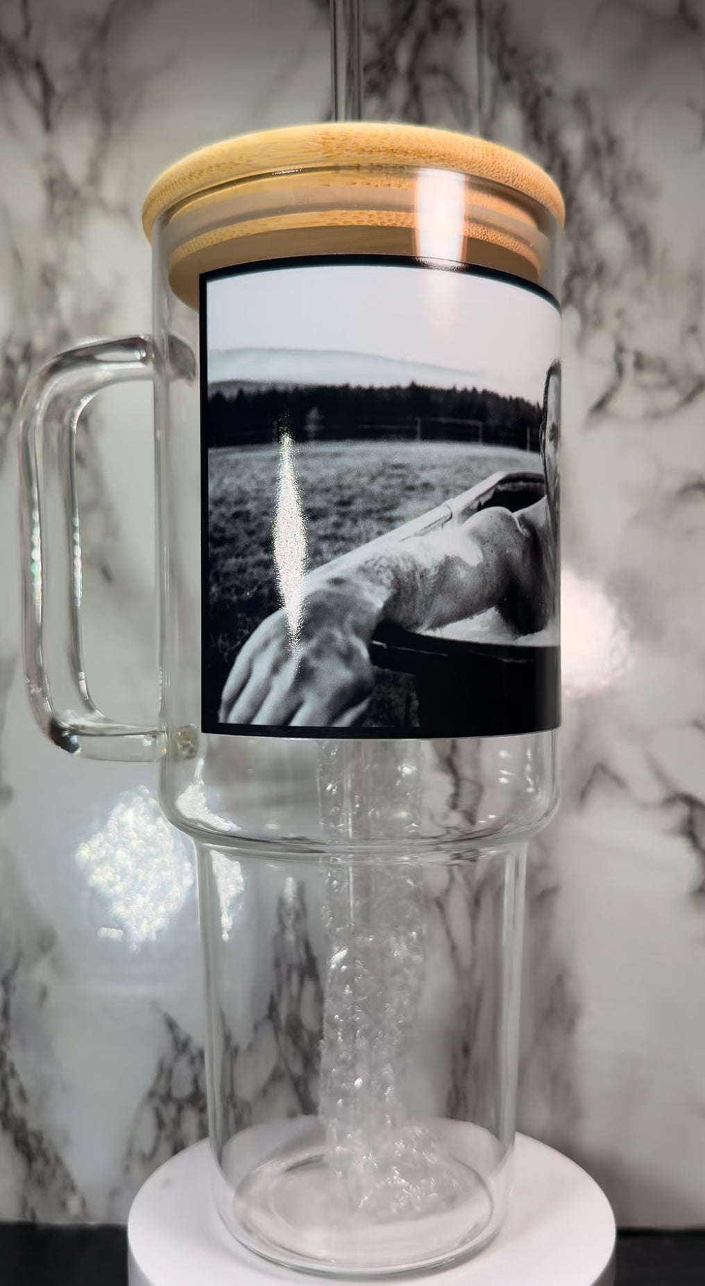 Yellowstone Rip UVDTF on a 40oz tumbler OR 16oz black beer can glass