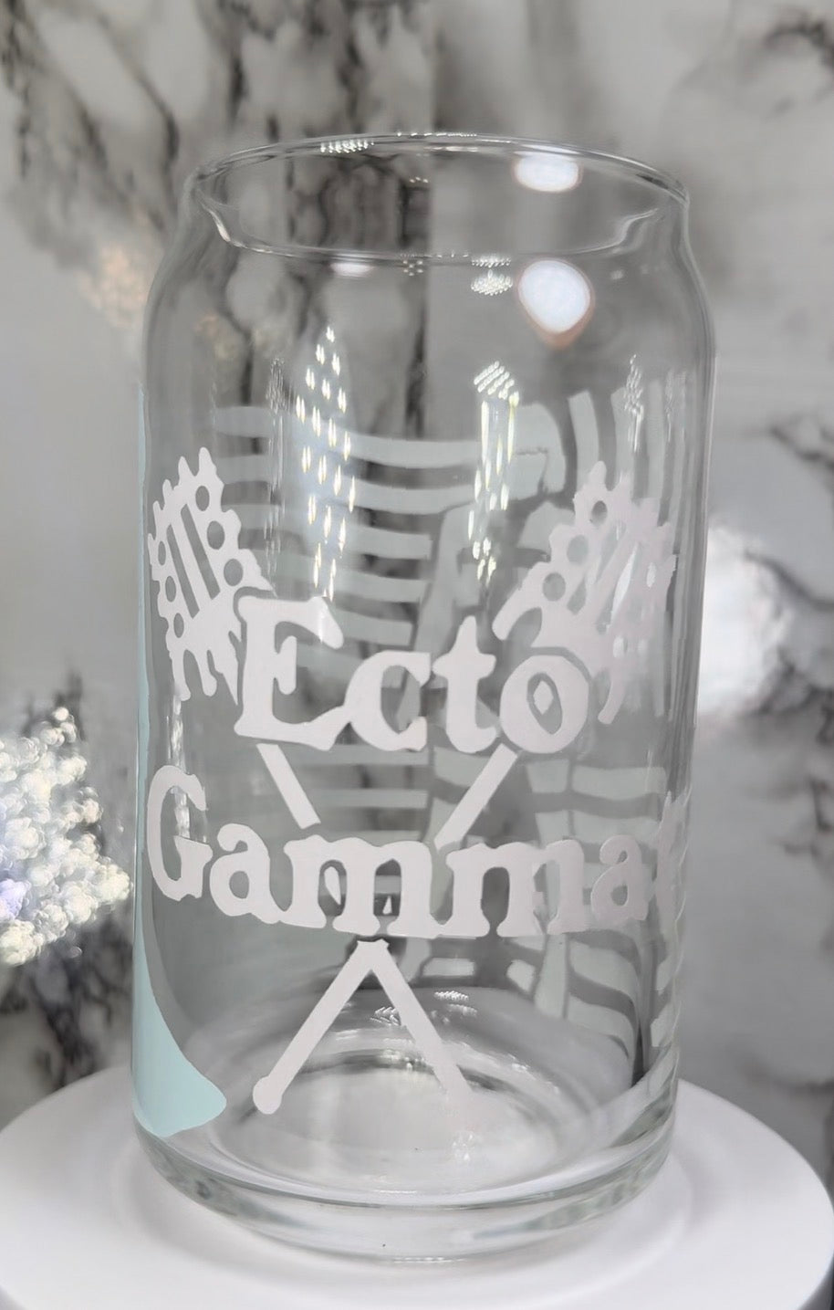 Fifth Element multi color changing permanent vinyl on a libbey beer can glass