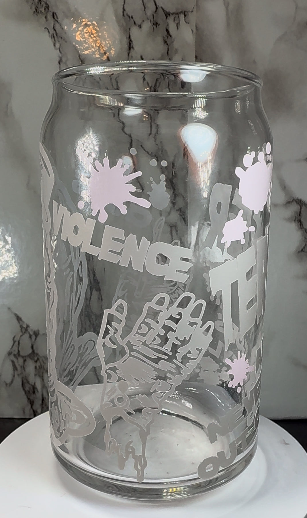 Art Clown permanent color changing vinyl on a libbey beer can glass