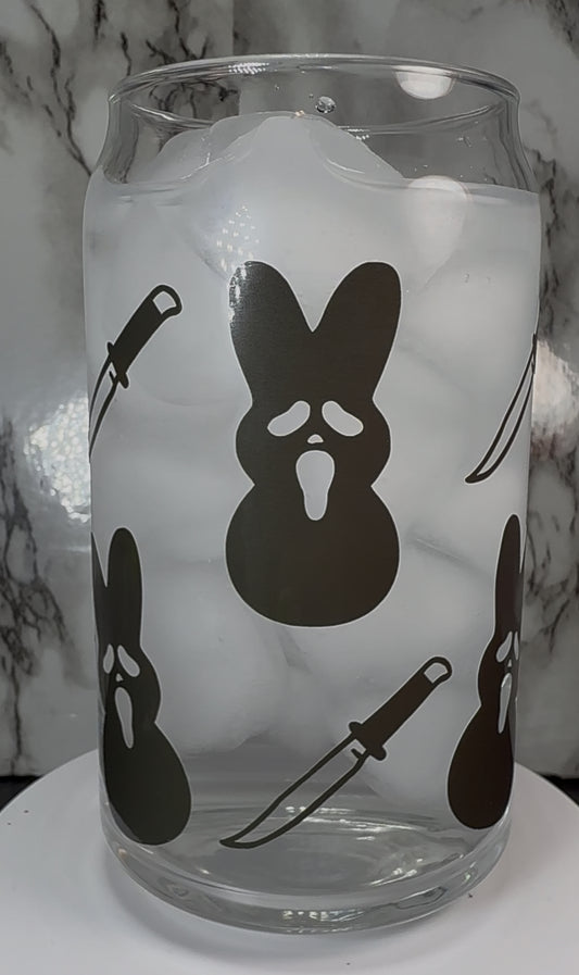 Scream Peeps Black permanent vinyl on a libbey beer can glass
