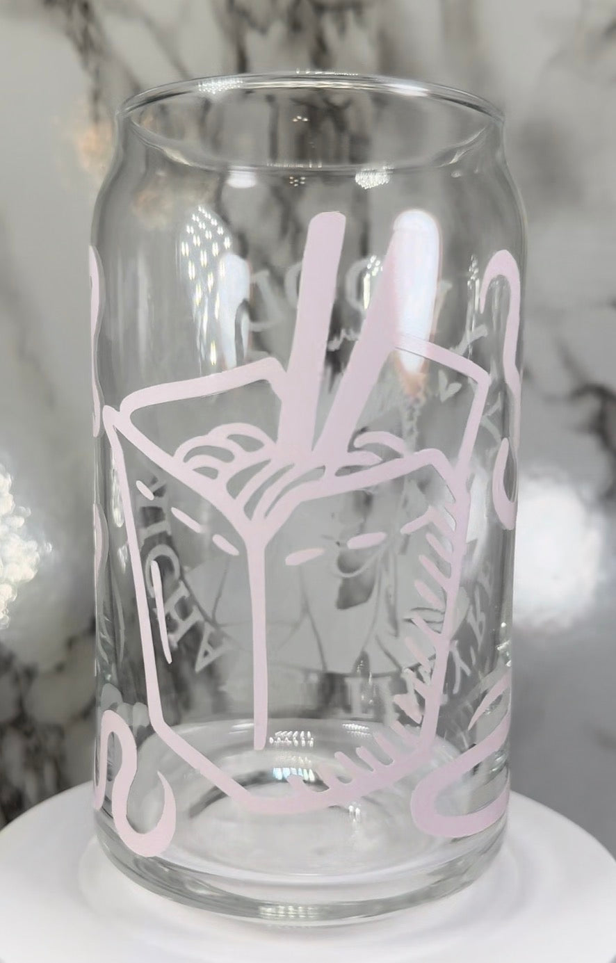 Lost Boys David color changing red permanent vinyl on libbey beer can glass