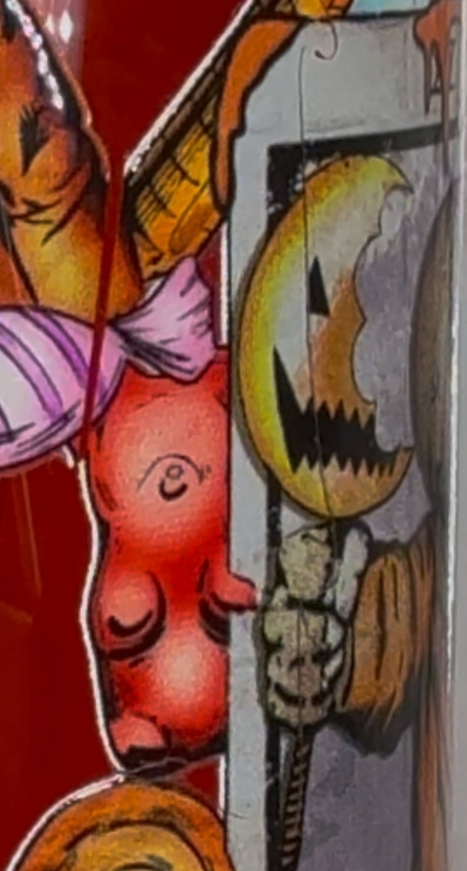 OOPSIE sale PLEASE read description!!! Trick R Treat Sam UVDTF on a orange beer can glass (Faults are in pictures)