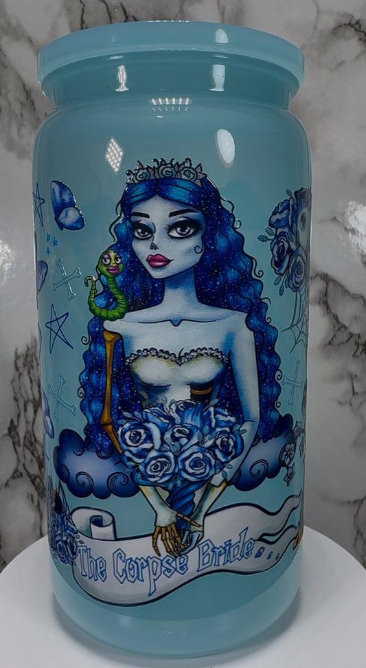 Corpse Bride UVDTF on a PLASTIC beer can cup