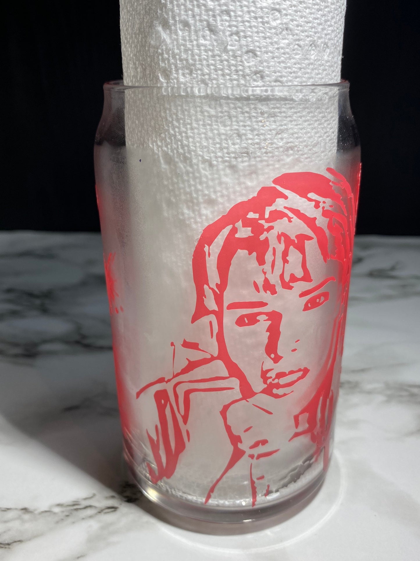 Sidney Prescott from Scream cold color red changing permanent vinyl svg Libbey beer can glass