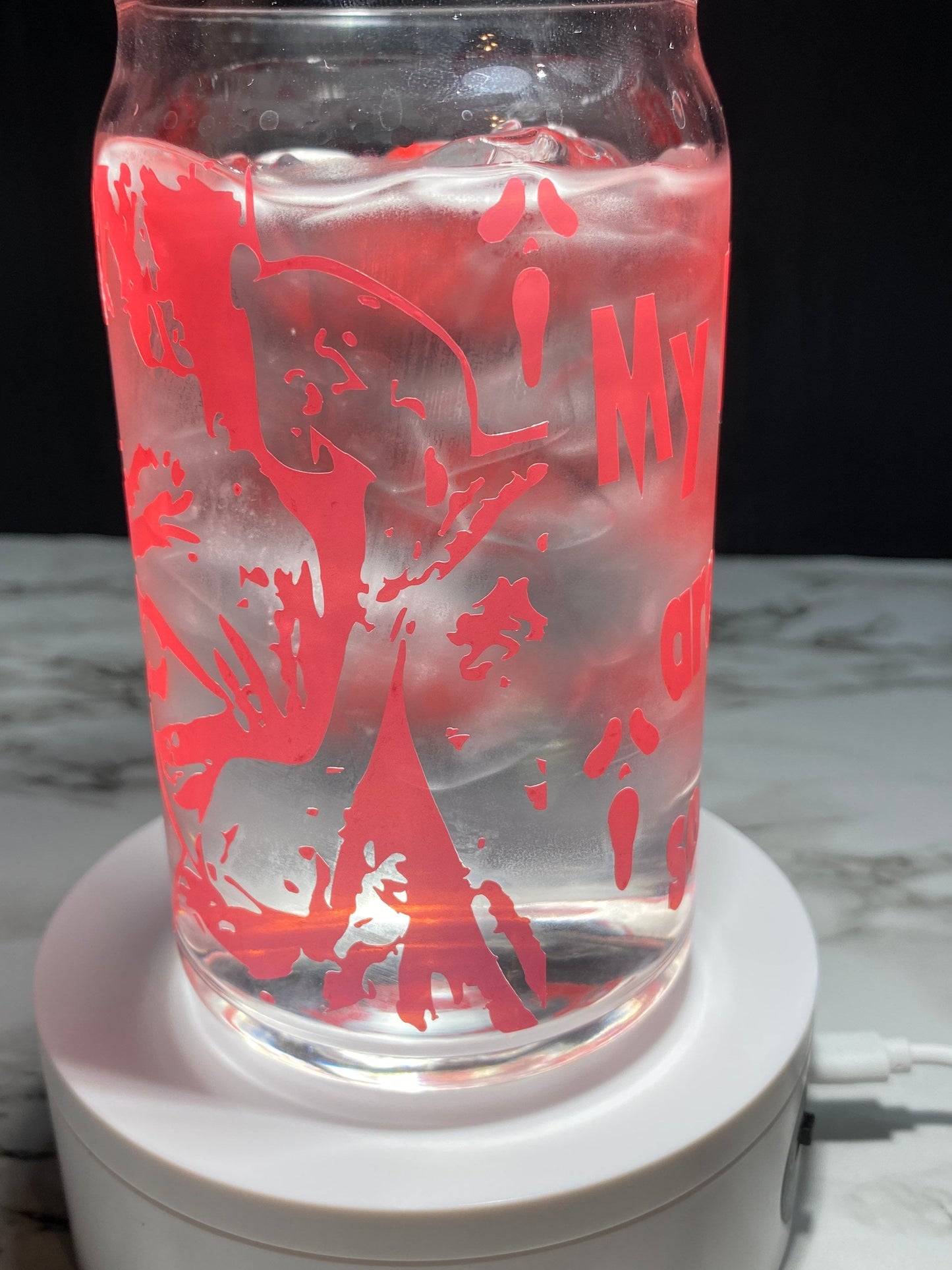 Stu Macher from Scream cold color red changing permanent vinyl svg Libbey beer can glass