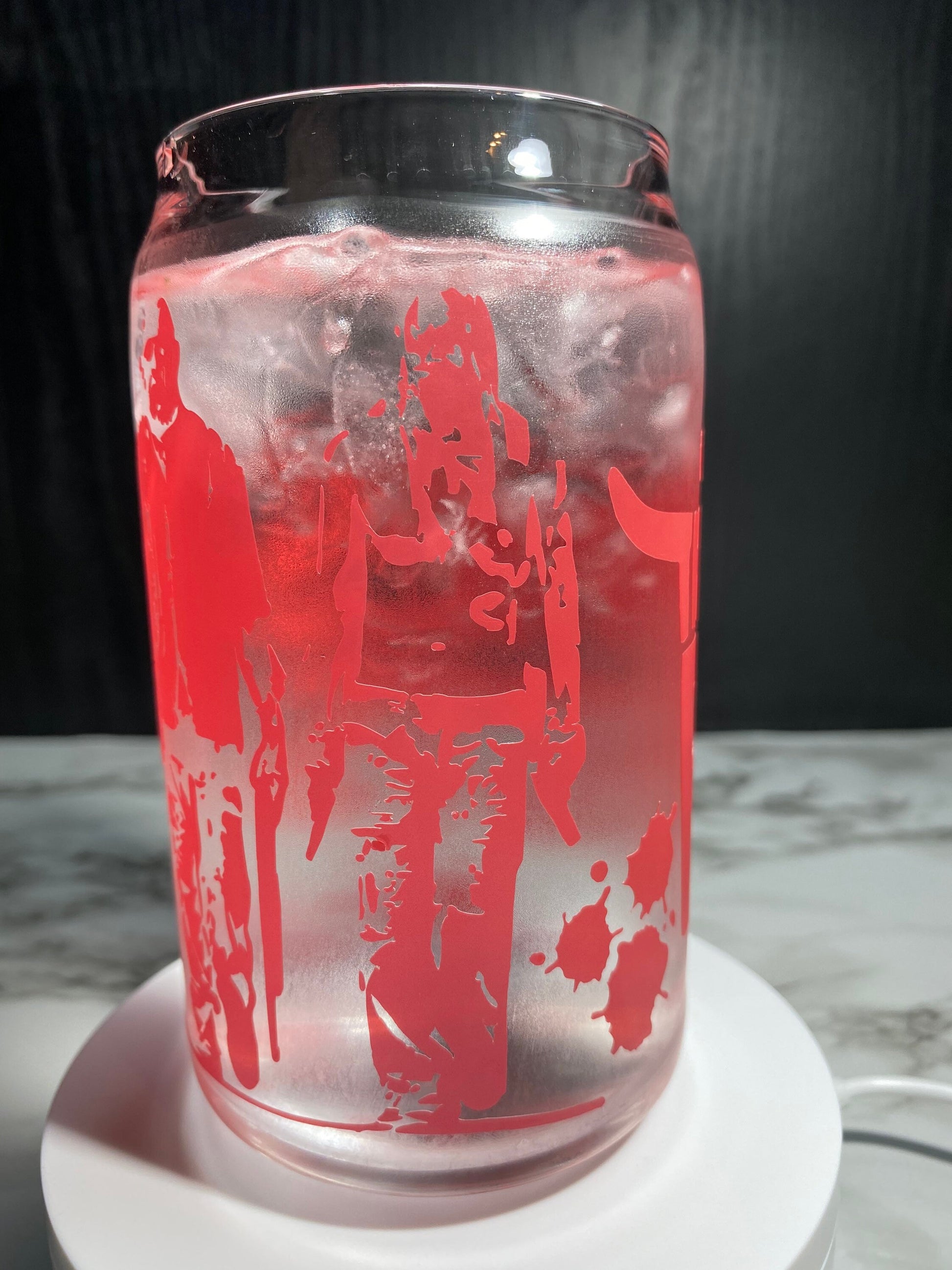 The Devil’s Rejects cold color red changing permanent vinyl svg Libbey beer can glass
