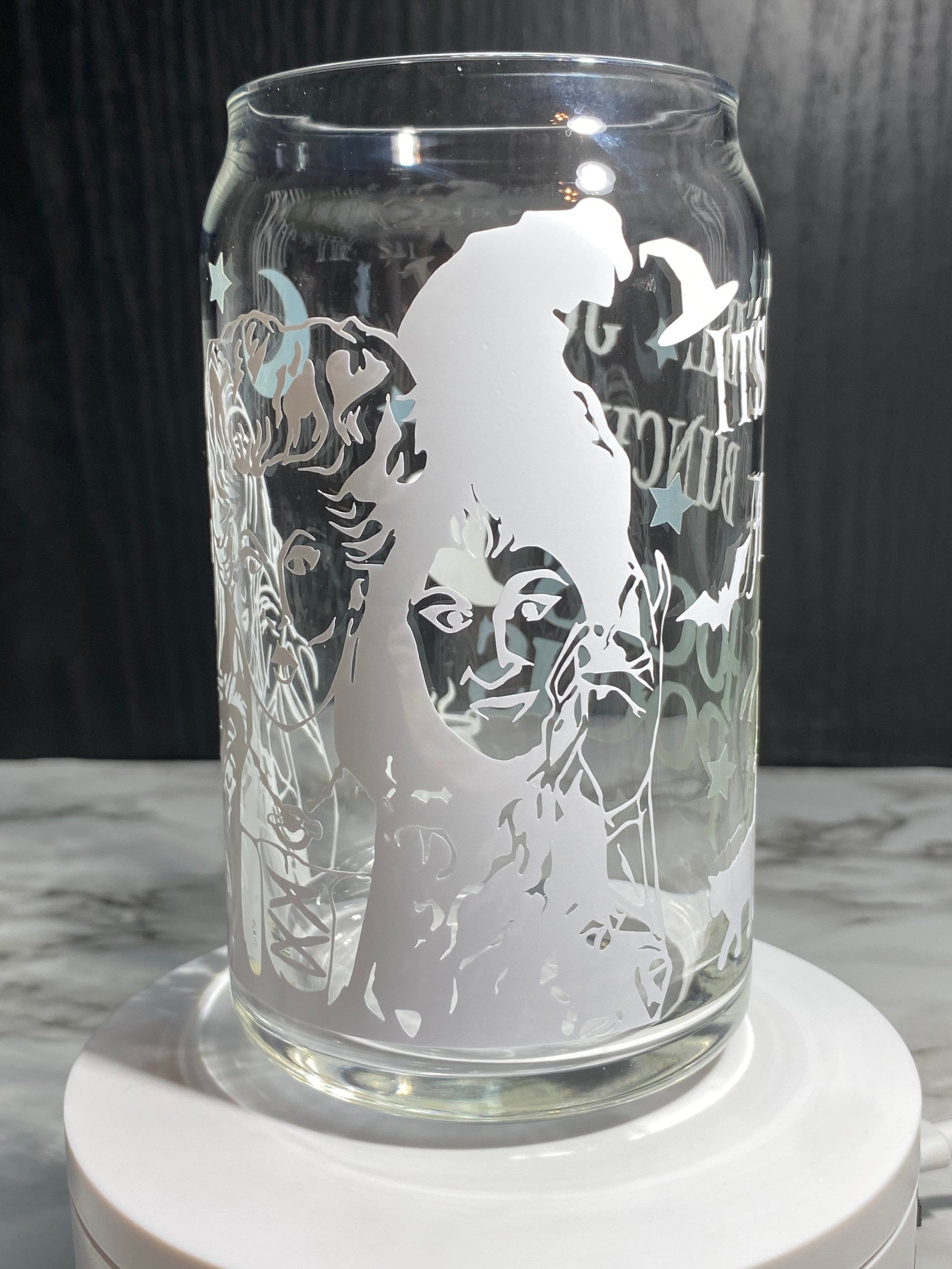 Hocus Pocus cold color purple and yellow changing permanent vinyl svg Libbey beer can glass