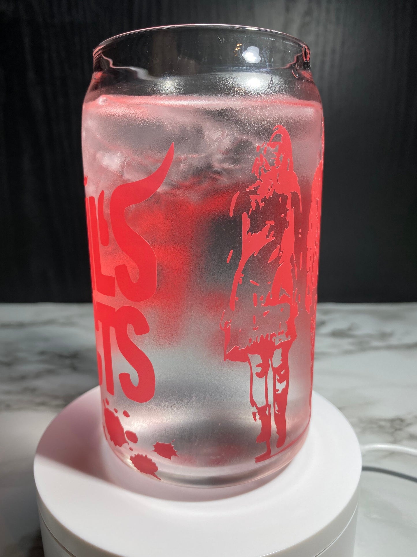 The Devil’s Rejects cold color red changing permanent vinyl svg Libbey beer can glass
