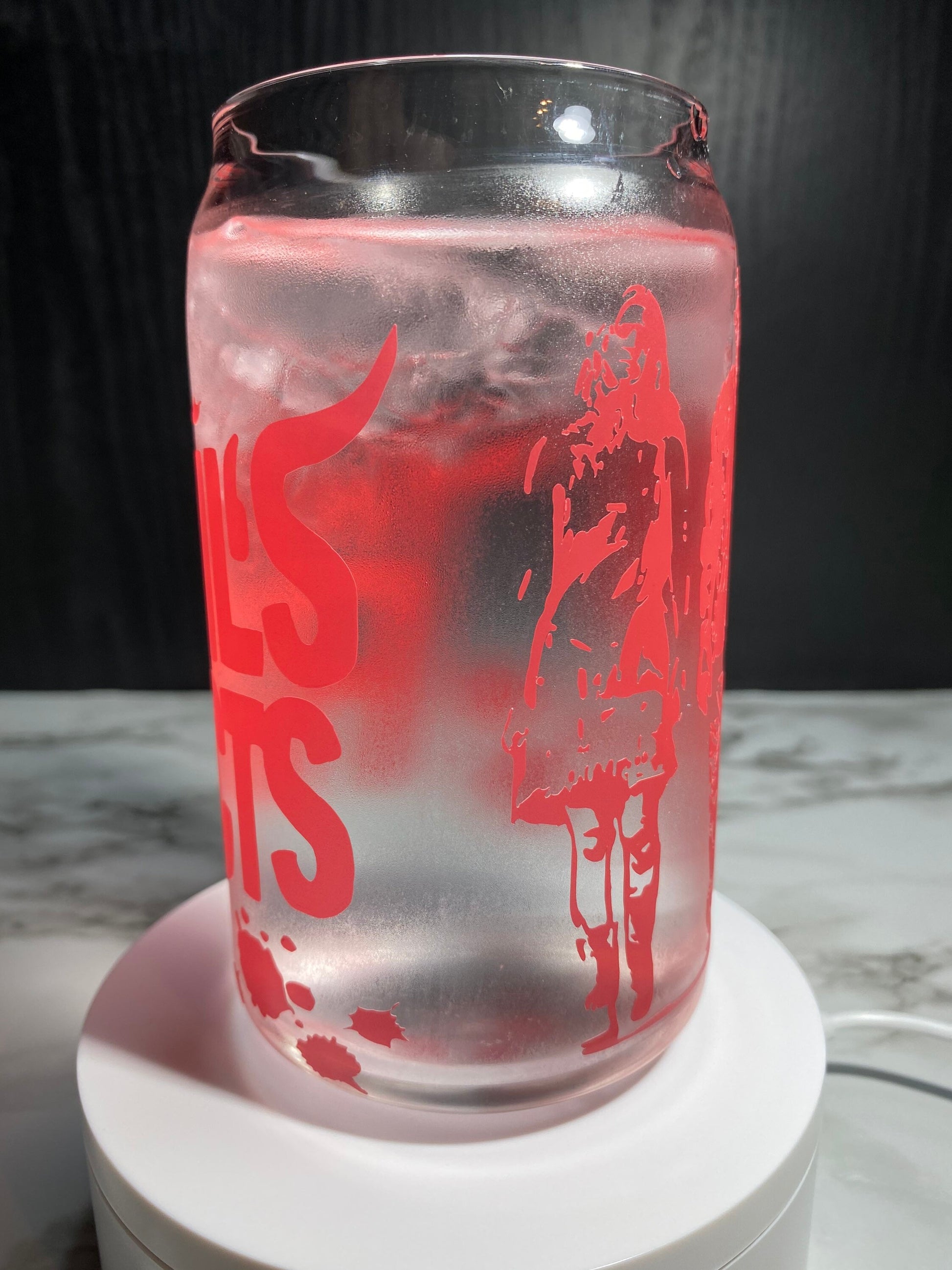 The Devil’s Rejects cold color red changing permanent vinyl svg Libbey beer can glass